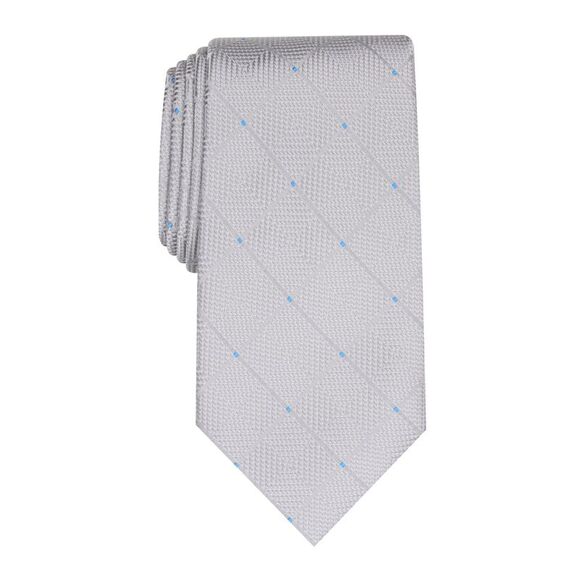 PERRY ELLIS Mens Silver Geometric Slim Neck Tie - Picture 1 of 1